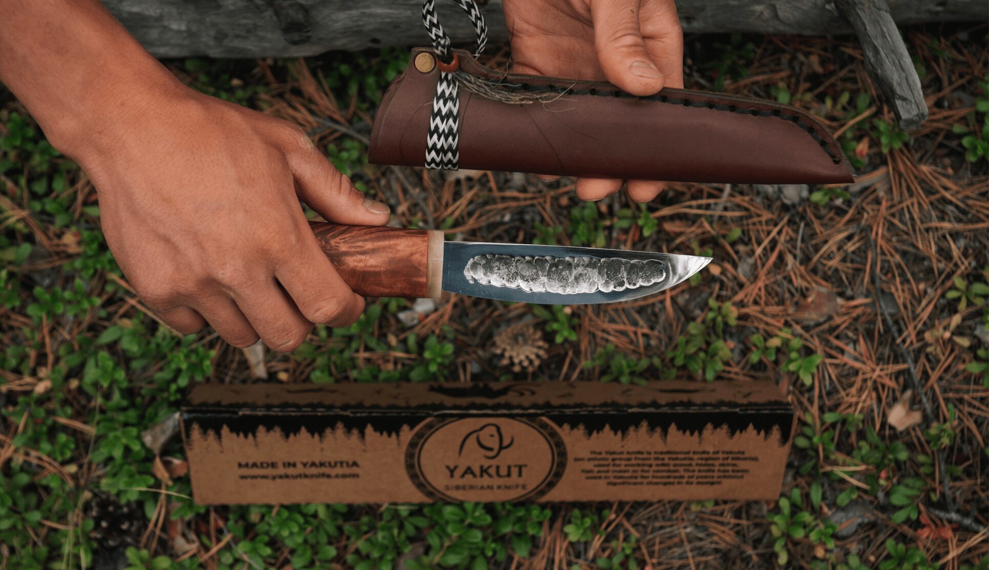 Handmade Yakut knife with a leather sheath